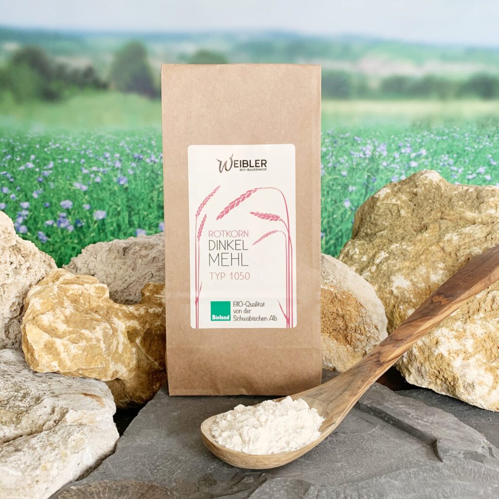 Weibler´s Bio UrDinkelmehl Typ 1050 aus eigenem Anbau (Oberkulmer Rotkorn)