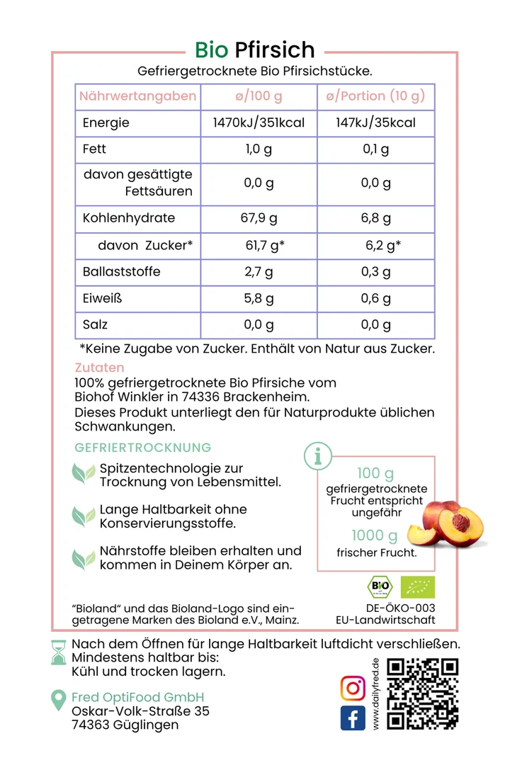 Bio FRED´s gefriergetrocknete Pfirsiche – Bild 2