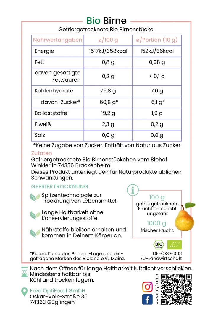 Bio FRED´s gefriergetrocknete Birnen – Bild 3